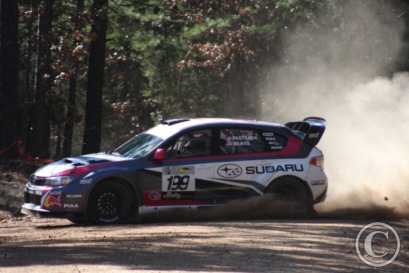 Pastrana & Bevis at the harpin in stage 1 of the Rally in the 100 Acre Woods 2014