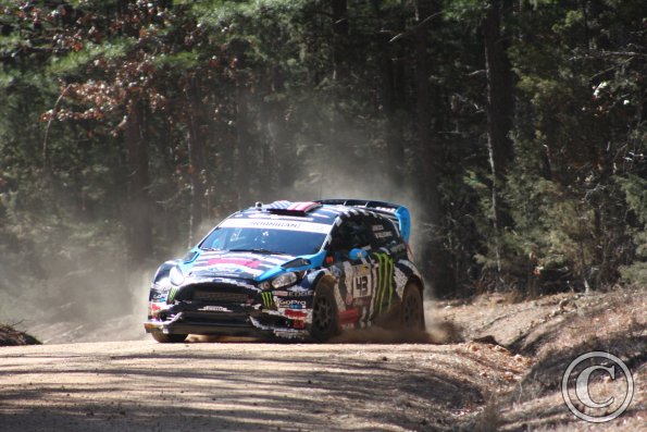 Block & Gelsomino (winners 2014) approaching the harpin in stage 1 of the Rally in the 100 Acre Woods 2014